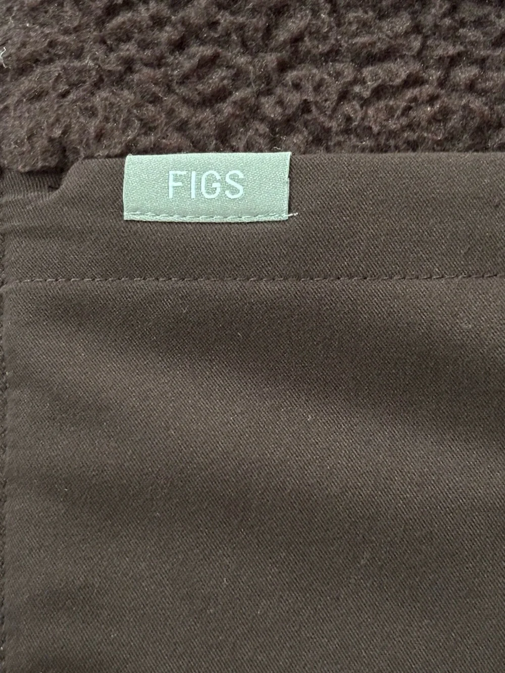 FIGS On-Shift High Pile Sherpa Jacket Espresso Brown Size Small